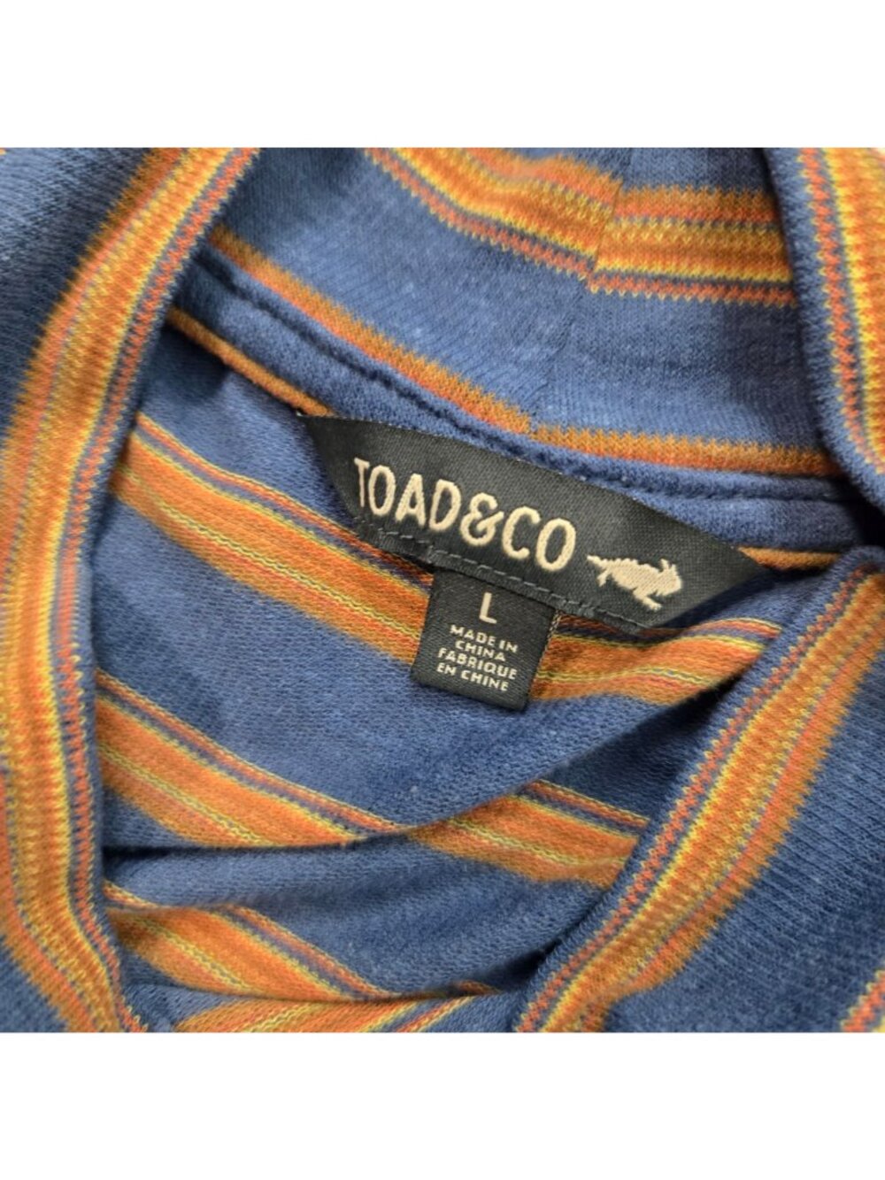 Toad&Co Piru Mockneck Long Sleeve Striped Ribbed Shirt Size L Base-Layer Hemp - Picture 6 of 9